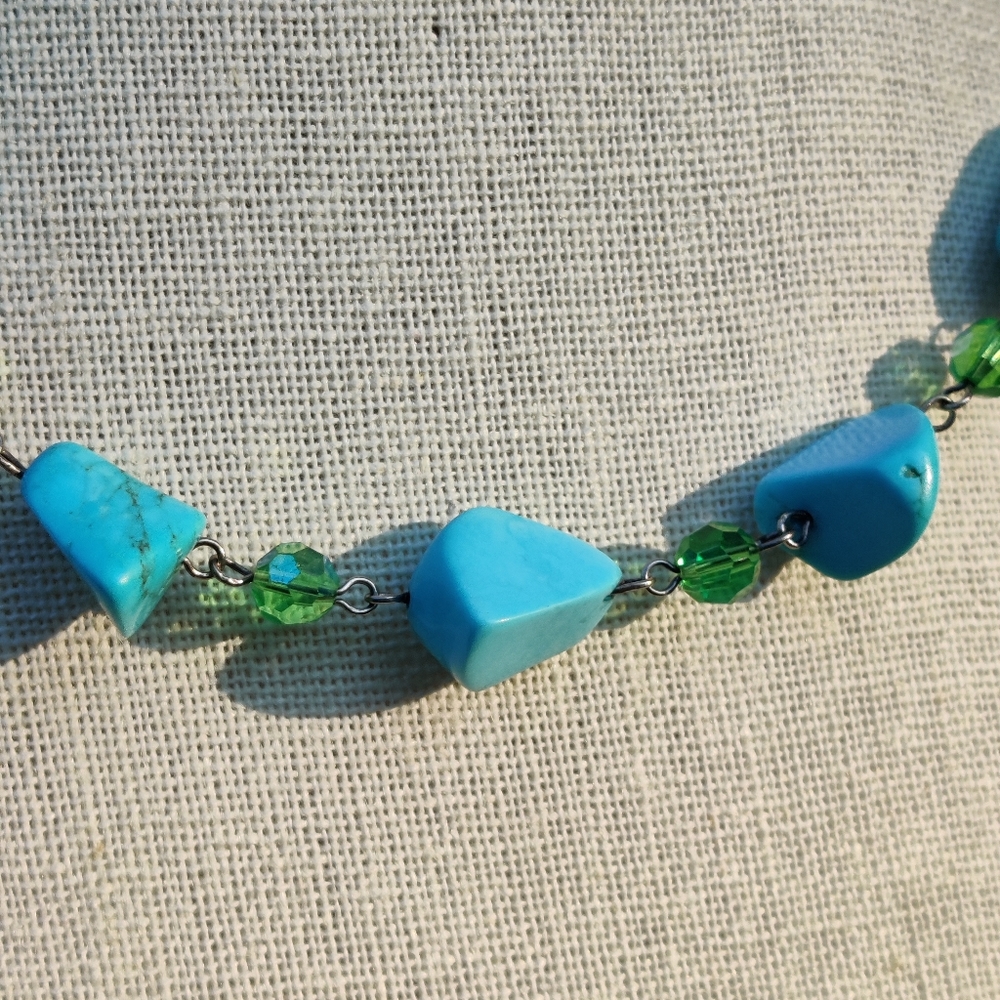Sterling silver turquoise and crystal necklace - Picture 3 of 8